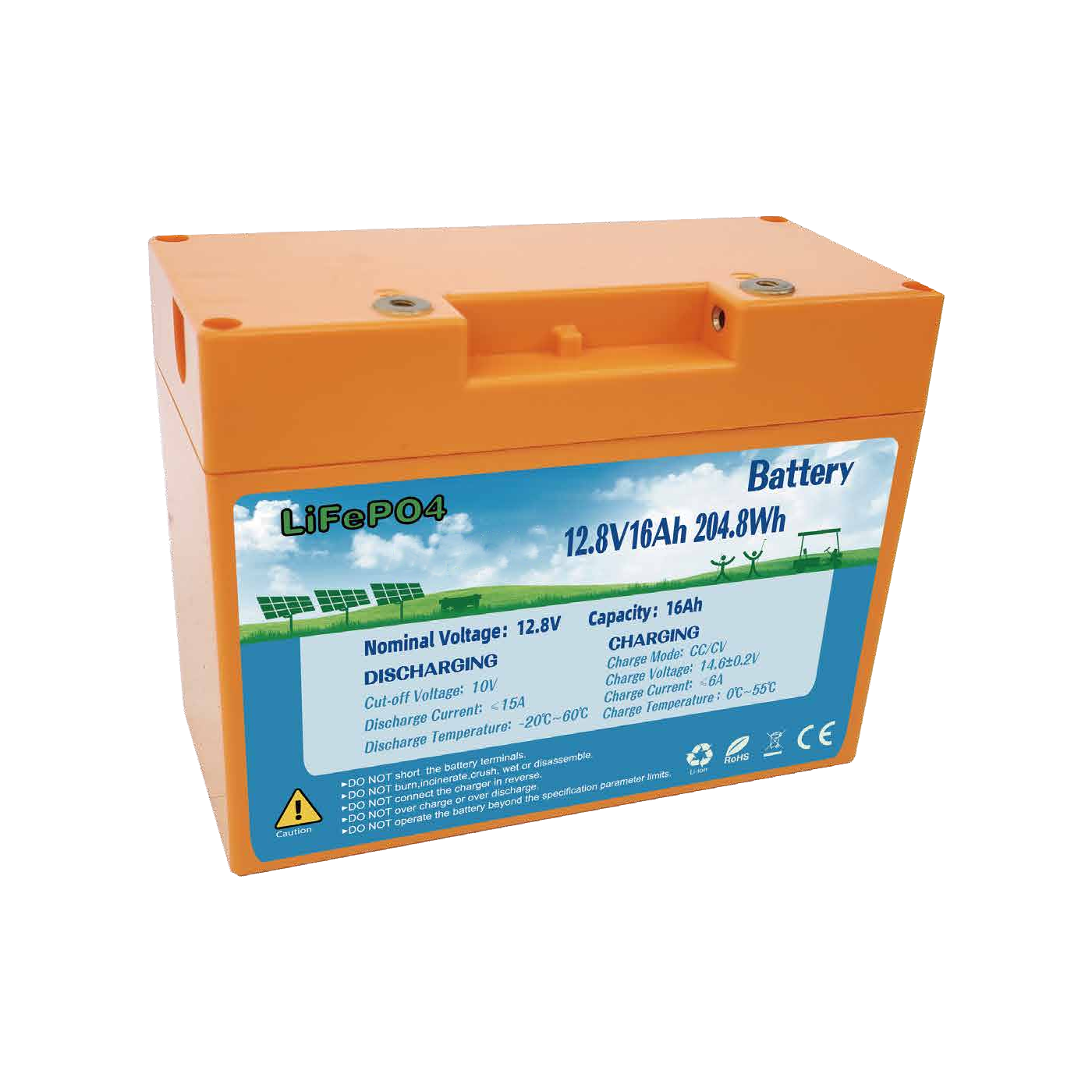 12.8v 16ah高爾夫球車電池組可充電太陽能磷酸鐵鋰電池組